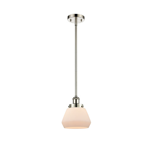 Innovations Fulton 7in 1-Light Mini Pendant | Modern Contempo Polished Nickel and Matte White Frosted Glass | Kitchen Island & | Model 916-1S-PN-G171