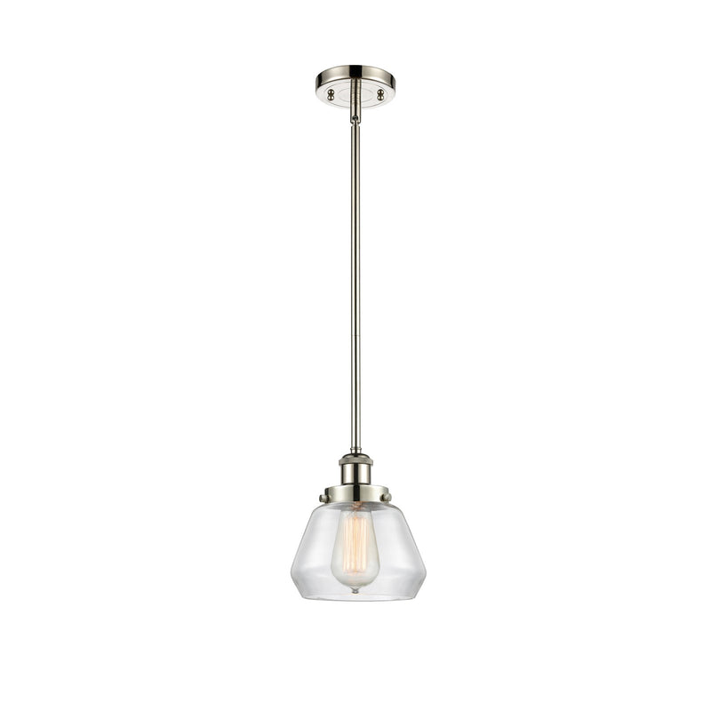 Innovations Fulton 7in 1-Light Mini Pendant | Modern Contempo Polished Nickel and Clear Glass | Kitchen Island & Dining Room | Model 916-1S-PN-G172