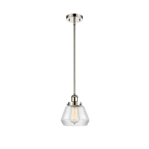 Innovations Fulton 7in 1-Light Mini Pendant | Modern Contempo Polished Nickel and Clear Glass | Kitchen Island & Dining Room | Model 916-1S-PN-G172