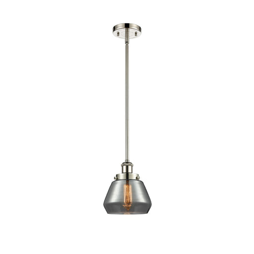 Innovations Fulton 7in 1-Light Mini Pendant | Modern Contempo Polished Nickel and Light Smoke Glass | Kitchen Island & Dining Room | Model 916-1S-PN-G173