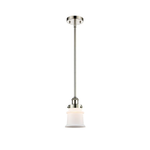 Innovations Canton 5.25in 1-Light Mini Pendant | Modern Contemporary Polished Nickel and Matte White Frosted Glass | Kitchen | Model 916-1S-PN-G181S