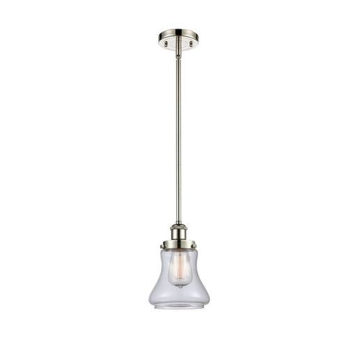 Innovations Bellmont 6.12in 1-Light Mini Pendant | Modern Contempo Polished Nickel and Clear Glass Schoolhouse Shade | Kitchen | Model 916-1S-PN-G192