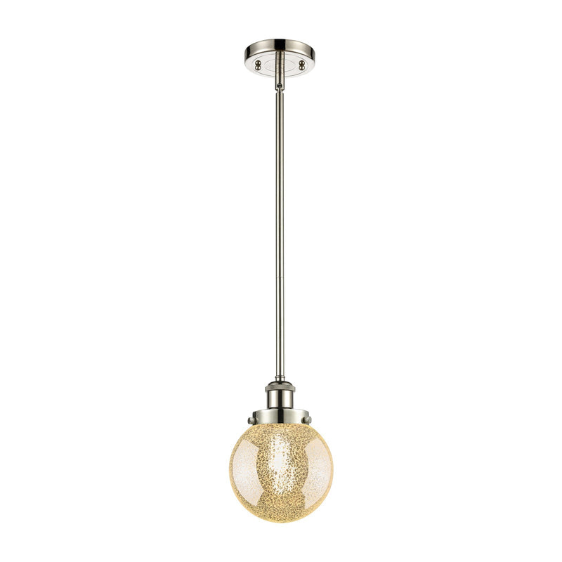 Innovations Beacon 6in 1-Light Mini Pendant | Modern Contempo Polished Nickel and Mercury Glass Globe/Orb Shade | Kitchen Island | Model 916-1S-PN-G208-6
