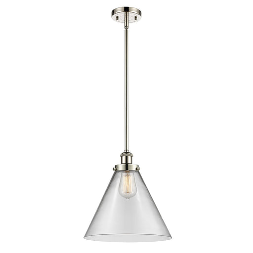 Innovations Cone 12in 1-Light Mini Pendant | Industrial Polished Nickel and Clear Glass | Kitchen Island & Dining Room | Model 916-1S-PN-G42-L