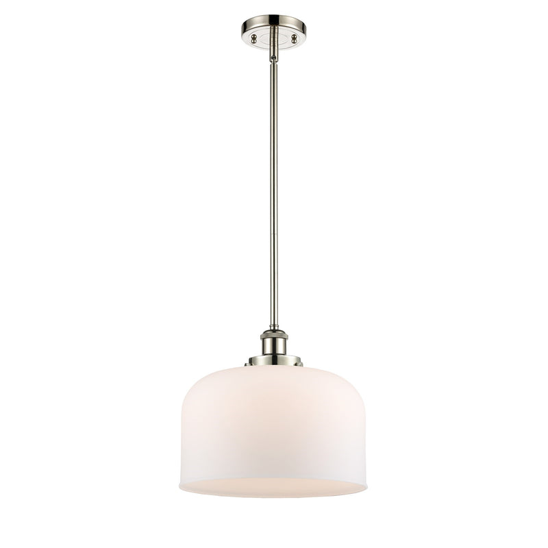 Innovations Bell 12in 1-Light Mini Pendant | Industrial Polished Nickel and Matte White Frosted Glass | Kitchen Island & Dining | Model 916-1S-PN-G71-L
