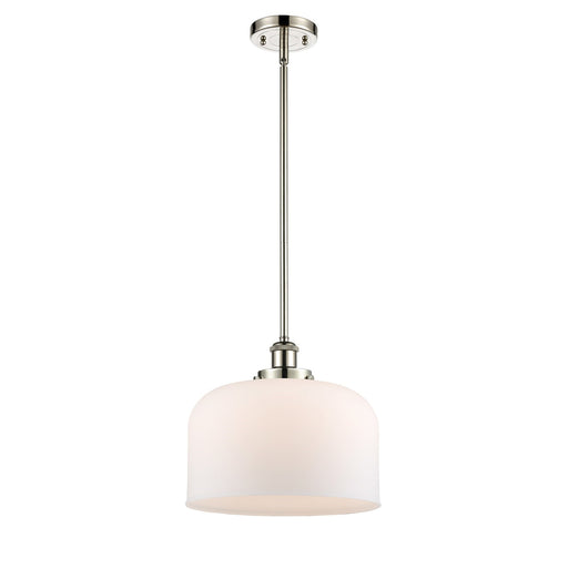 Innovations Bell 12in 1-Light Mini Pendant | Industrial Polished Nickel and Matte White Frosted Glass | Kitchen Island & Dining | Model 916-1S-PN-G71-L