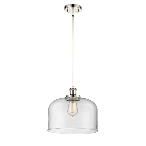 Innovations Bell 12in 1-Light Mini Pendant | Industrial Polished Nickel and Clear Glass | Kitchen Island & Dining Room | Model 916-1S-PN-G72-L-LED