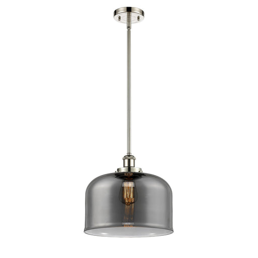 Innovations Bell 12in 1-Light LED Mini Pendant | Industrial Polished Nickel and Light Smoke Glass | Kitchen Island & Dining | Model 916-1S-PN-G73-L-LED