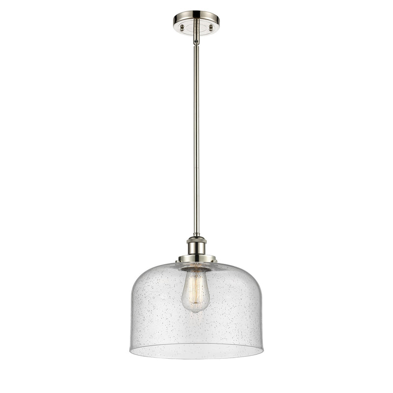 Innovations Bell 12in 1-Light LED Mini Pendant | Industrial Polished Nickel and Seedy Glass | Kitchen Island & Dining Room | Model 916-1S-PN-G74-L-LED