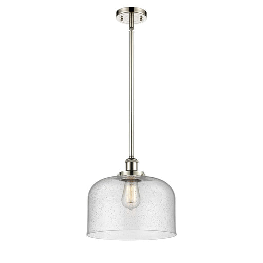 Innovations Bell 12in 1-Light LED Mini Pendant | Industrial Polished Nickel and Seedy Glass | Kitchen Island & Dining Room | Model 916-1S-PN-G74-L-LED