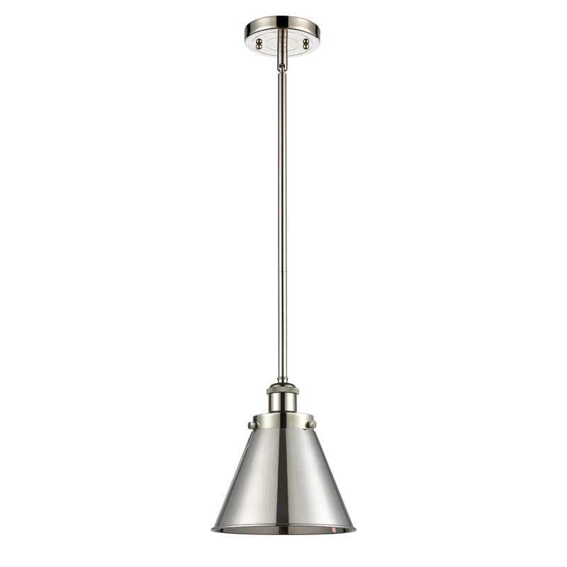 Innovations Appalachian 7in 1-Light Mini Pendant | Industrial Polished Nickel Metal Cone Shade | Kitchen Island & Dining Room | Model 916-1S-PN-M13-PN