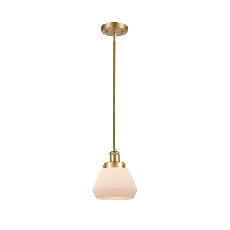 Innovations Fulton 7in 1-Light Mini Pendant | Modern Satin Gold Steel and Matte White Frosted Glass | Kitchen Island & Dining Room | Model 916-1S-SG-G171