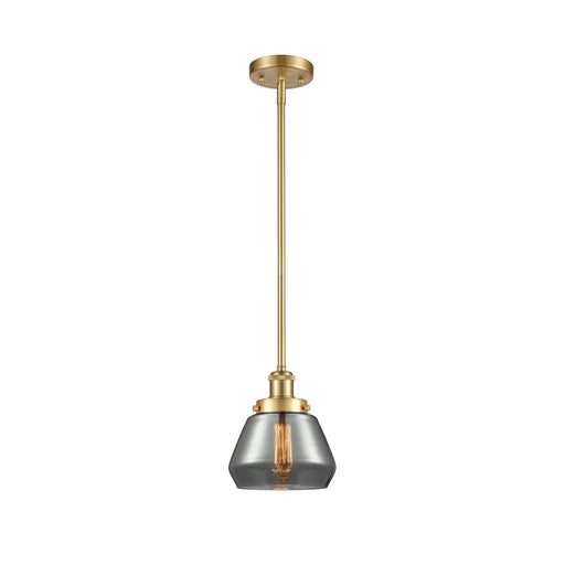 Innovations Fulton 7in 1-Light Mini Pendant | Modern Satin Gold Steel and Light Smoke Glass | Kitchen Island & Dining Room | Damp | Model 916-1S-SG-G173