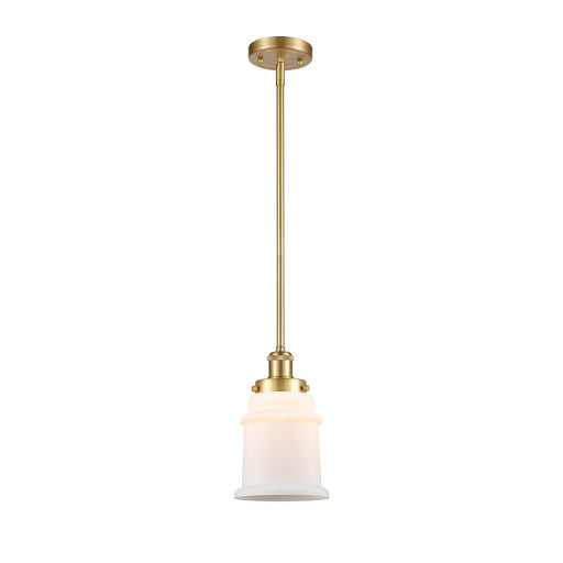 Innovations Canton 6in 1-Light Mini Pendant | Modern Satin Gold Steel and Matte White Frosted Glass | Kitchen Island & Dining Room | Model 916-1S-SG-G181