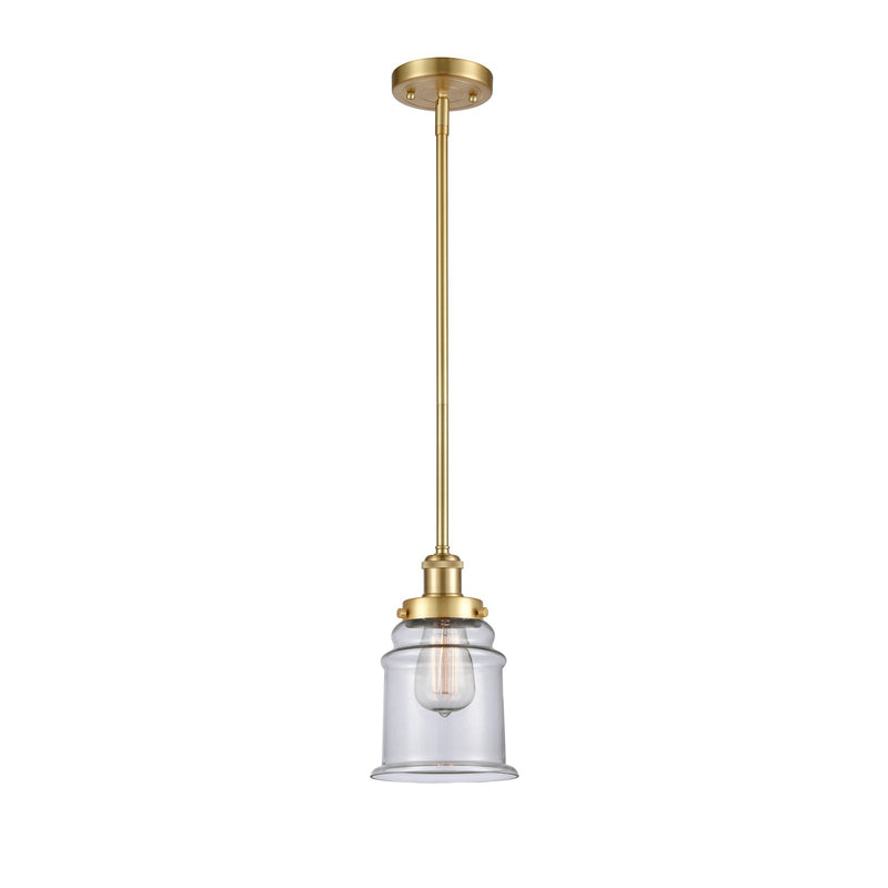 Innovations Canton 6in 1-Light Mini Pendant | Modern Satin Gold Steel and Clear Glass | Kitchen Island & Dining Room | Model 916-1S-SG-G182