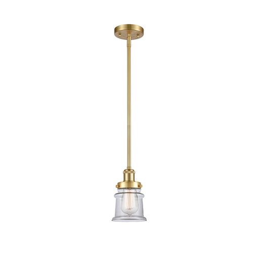 Innovations Canton 5.25in 1-Light Mini Pendant | Modern Satin Gold Steel and Clear Glass | Kitchen Island & Dining Room | Model 916-1S-SG-G182S