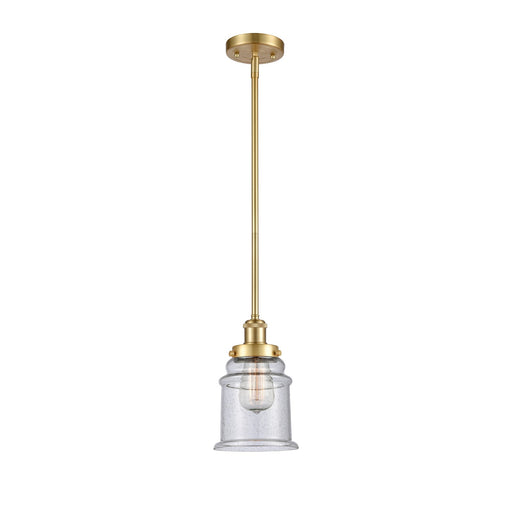 Innovations Canton 6in 1-Light Mini Pendant | Modern Satin Gold Steel and Seedy Glass | Kitchen Island & Dining Room | Model 916-1S-SG-G184