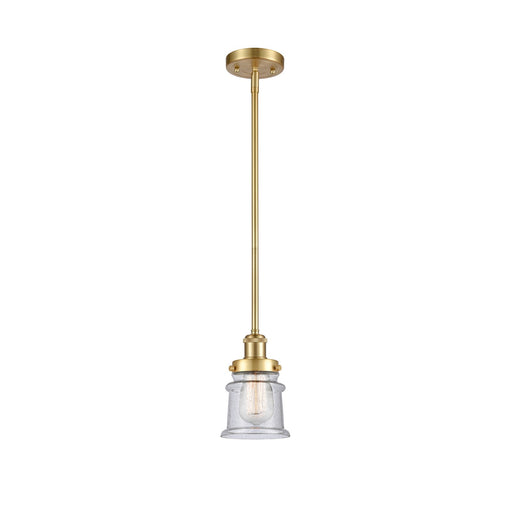 Innovations Canton 5.25in 1-Light Mini Pendant | Modern Transitional Satin Gold Steel and Seedy Glass | Kitchen Island & Dining | Model 916-1S-SG-G184S