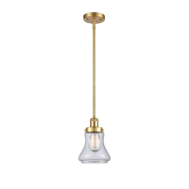 Innovations Bellmont 6.12in 1-Light Mini Pendant | Modern Transitional Satin Gold Steel and Clear Glass | Kitchen Island & Dining | Model 916-1S-SG-G192