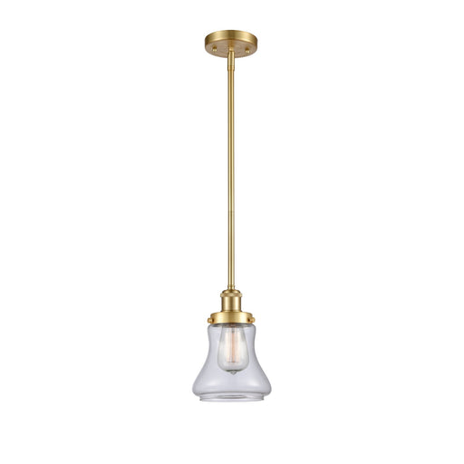 Innovations Bellmont 6.12in 1-Light Mini Pendant | Modern Transitional Satin Gold Steel and Clear Glass | Kitchen Island & Dining | Model 916-1S-SG-G192
