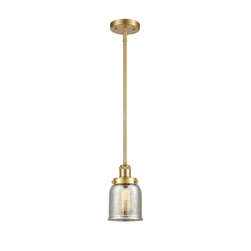 Innovations Bell 5in 1-Light Mini Pendant | Industrial Satin Gold Steel and Silver Plated Mercury Glass | Kitchen Island & Dining | Model 916-1S-SG-G58