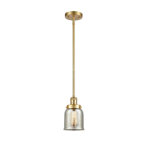 Innovations Bell 5in 1-Light Mini Pendant | Industrial Satin Gold Steel and Silver Plated Mercury Glass | Kitchen Island & Dining | Model 916-1S-SG-G58