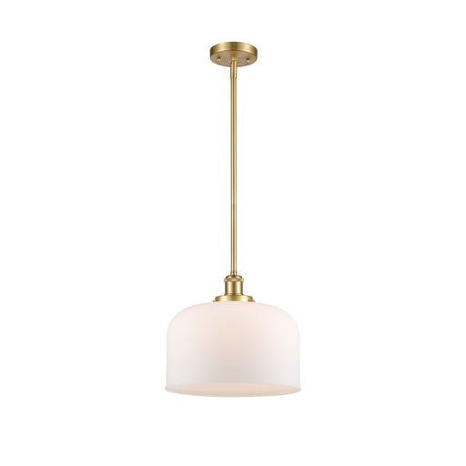 Innovations Bell 12in 1-Light Mini Pendant | Industrial Satin Gold Steel and Matte White Frosted Glass | Kitchen Island & Dining | Model 916-1S-SG-G71-L