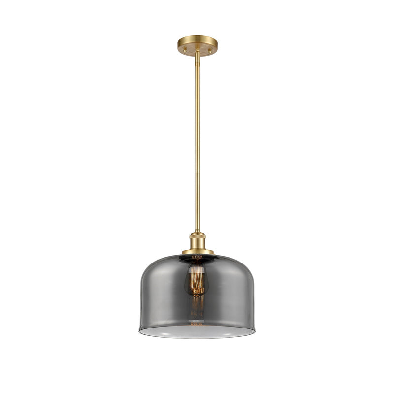 Innovations Bell 12in 1-Light Mini Pendant | Industrial Satin Gold Steel and Light Smoke Glass | Kitchen Island & Dining Room | Model 916-1S-SG-G73-L