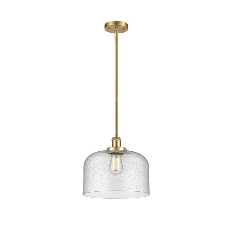 Innovations Bell 12in 1-Light Mini Pendant | Industrial Satin Gold Steel and Seedy Glass | Kitchen Island & Dining Room | Model 916-1S-SG-G74-L