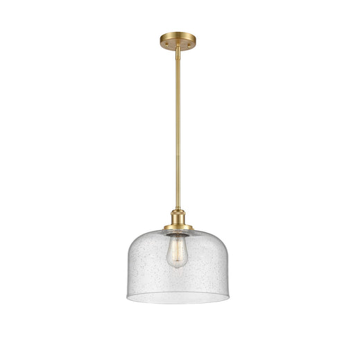 Innovations Bell 12in 1-Light Mini Pendant | Industrial Satin Gold Steel and Seedy Glass | Kitchen Island & Dining Room | Model 916-1S-SG-G74-L