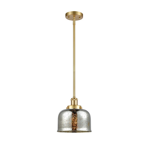 Innovations Bell 8in 1-Light Mini Pendant | Industrial Satin Gold Steel and Silver Plated Mercury Glass | Kitchen Island & Dining | Model 916-1S-SG-G78