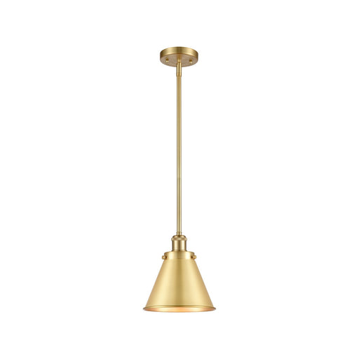 Innovations Appalachian 7in 1-Light Mini Pendant | Industrial Farmhouse Satin Gold Steel and Satin Gold Metal Shade | Kitchen | Model 916-1S-SG-M13-SG