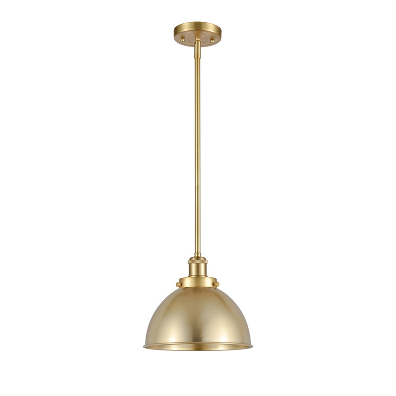 Innovations Derby 10in 1-Light Pendant | Industrial Farmhouse Satin Gold Steel and Satin Gold Metal Shade | Kitchen Island & | Model 916-1S-SG-MFD-10-SG