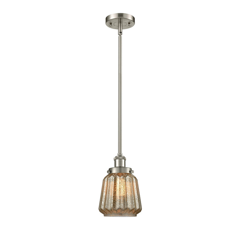 Innovations Chatham 7in 1-Light Mini Pendant | Modern Contemporary Brushed Satin Nickel and Mercury Ribbed Glass | Kitchen Island & | Model 916-1S-SN-G146