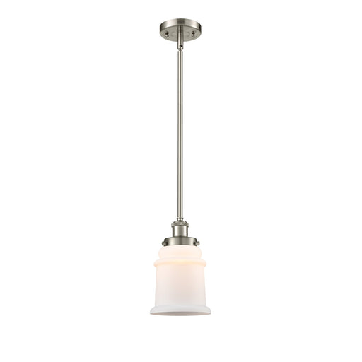 Innovations Canton 6in 1-Light Mini Pendant | Modern Brushed Satin Nickel and Matte White Frosted Glass | Kitchen Island & Dining | Model 916-1S-SN-G181