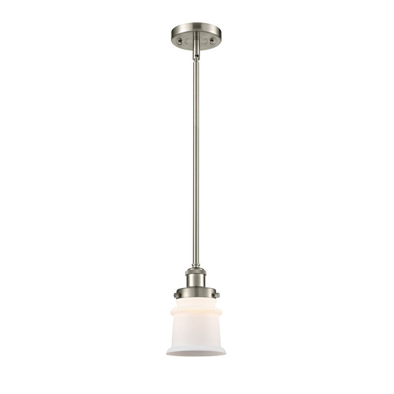 Innovations Canton 5.25in 1-Light Mini Pendant | Modern Brushed Satin Nickel and Matte White Frosted Glass | Kitchen Island & | Model 916-1S-SN-G181S