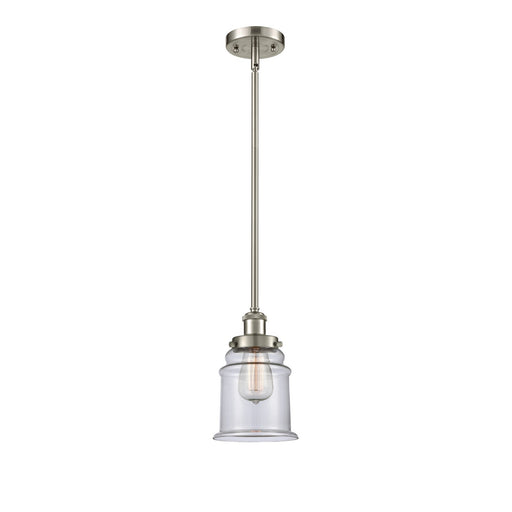 Innovations Canton 6in 1-Light Mini Pendant | Modern Brushed Satin Nickel and Clear Glass | Kitchen Island & Dining Room | Model 916-1S-SN-G182
