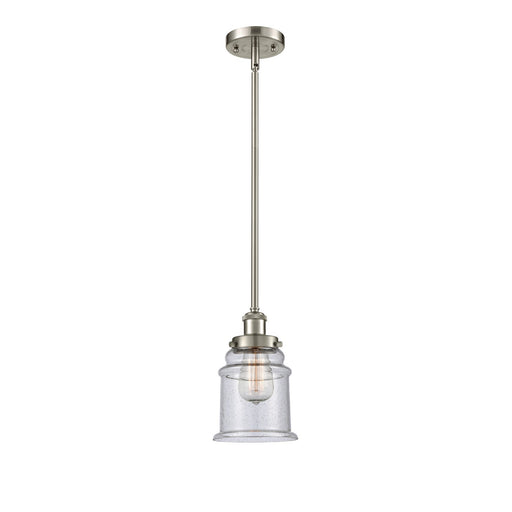 Innovations Canton 6in 1-Light Mini Pendant | Brushed Satin Nickel Steel and Seedy Glass | Kitchen Island & Dining Room | Model 916-1S-SN-G184
