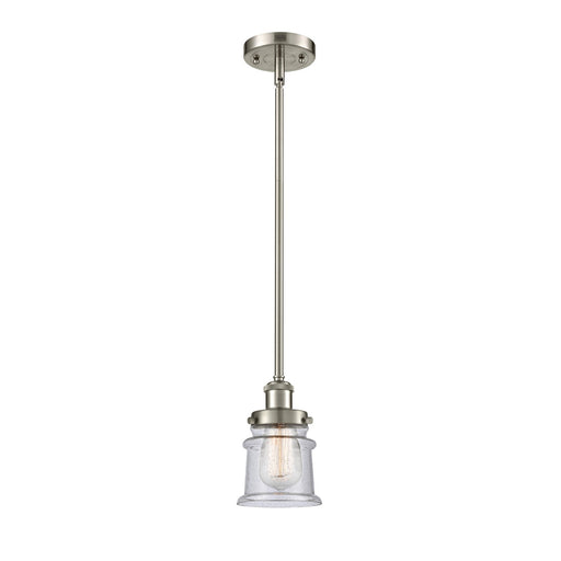 Innovations Canton 5.25in 1-Light Mini Pendant | Brushed Satin Nickel Steel and Seedy Glass | Kitchen Island & Dining Room | Model 916-1S-SN-G184S