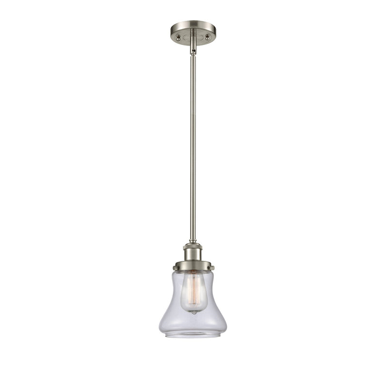 Innovations Bellmont 6.125in 1-Light Mini Pendant | Brushed Satin Nickel Steel and Clear Glass | Kitchen Island & Dining Room | Model 916-1S-SN-G192