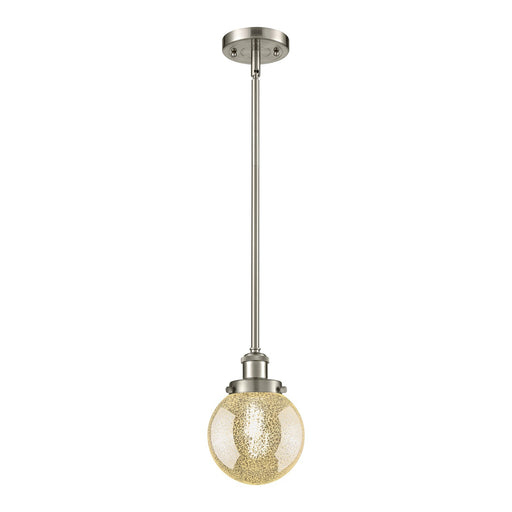 Innovations Beacon 6in 1-Light Mini Pendant | Brushed Satin Nickel Steel and Mercury Glass | Kitchen Island & Dining Room | Model 916-1S-SN-G208-6
