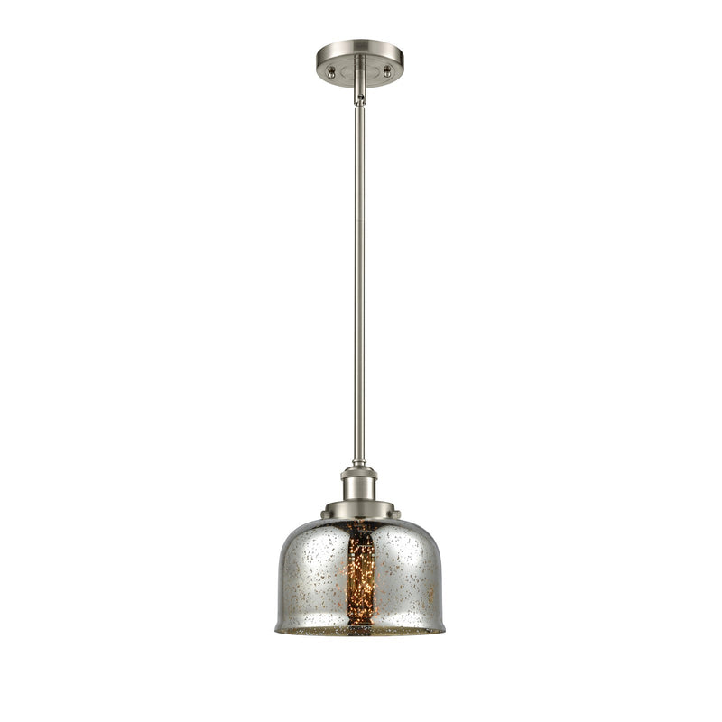 Innovations Bell 8in 1-Light Mini Pendant | Industrial Brushed Satin Nickel and Silver Plated Mercury Glass | Kitchen Island & | Model 916-1S-SN-G78