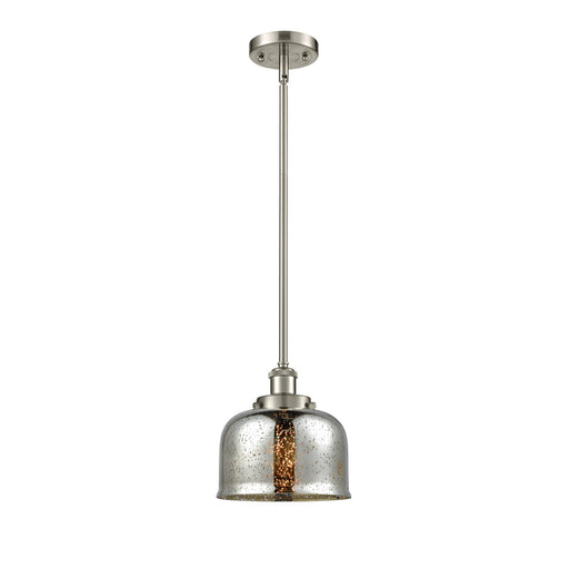 Innovations Bell 8in 1-Light Mini Pendant | Industrial Brushed Satin Nickel and Silver Plated Mercury Glass | Kitchen Island & | Model 916-1S-SN-G78