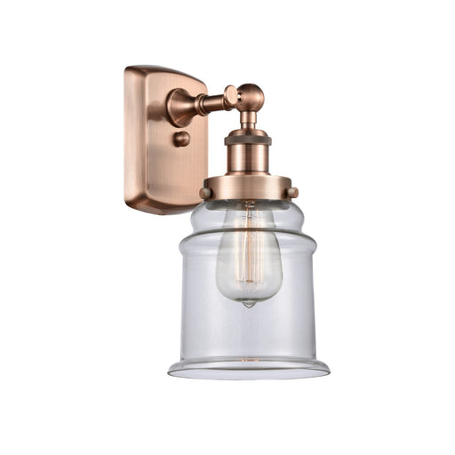 Innovations Canton 6in 1-Light Wall Sconce | Modern Transitional Antique Copper Steel and Clear Glass | Bedroom & Hallway Accent | Model 916-1W-AC-G182