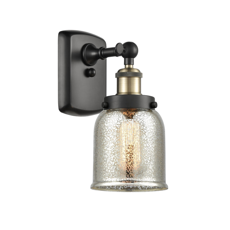 Innovations Bell 5in 1-Light Wall Sconce | Industrial Black Antique Brass and Silver Plated Mercury Glass | Hallway & Bedroom | Model 916-1W-BAB-G58