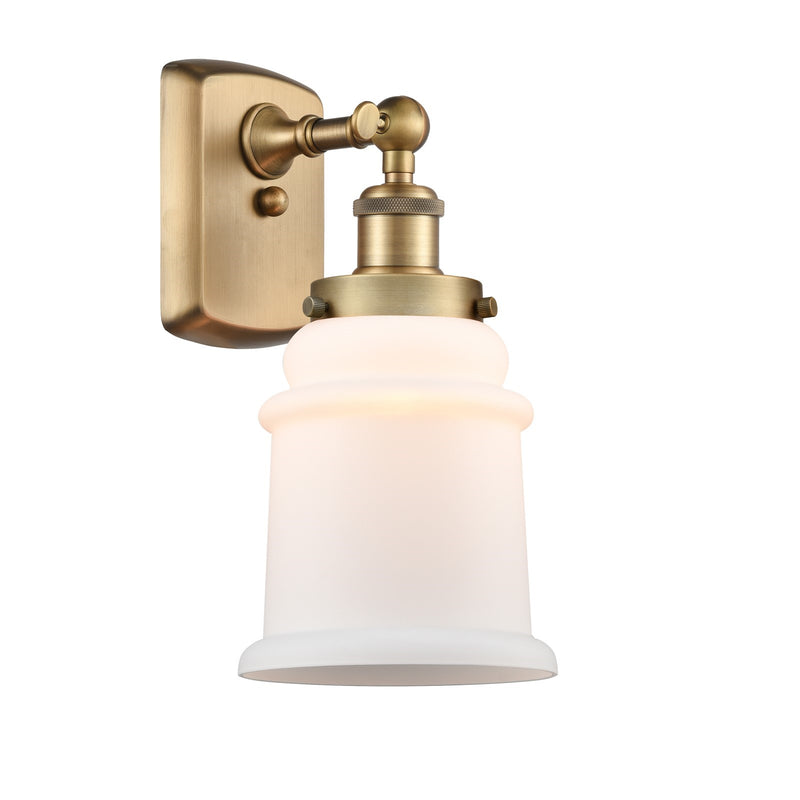 Innovations Canton 6in 1-Light Wall Sconce | Modern Contempo Brushed Brass and Matte White Frosted Glass | Hallway & Bathroom | Model 916-1W-BB-G181