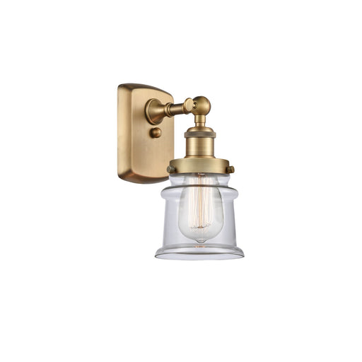 Innovations Canton 5.25in 1-Light Wall Sconce | Brushed Brass Steel and Clear Glass Schoolhouse | Hallway & Bathroom Accent | Model 916-1W-BB-G182S