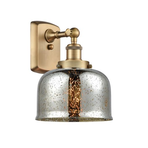 Innovations Bell 8in 1-Light Wall Sconce | Industrial Brushed Brass and Silver Plated Mercury Glass | Bedroom & Hallway Accent | Model 916-1W-BB-G78