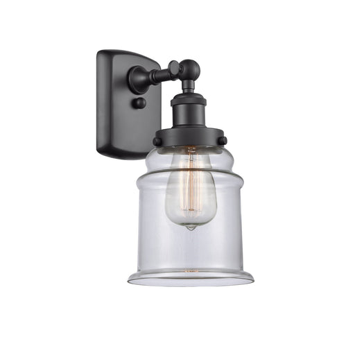Innovations Canton 6in 1-Light Wall Sconce | Modern Contempo Matte Black Steel and Clear Glass | Hallway & Bathroom Accent | Model 916-1W-BK-G182