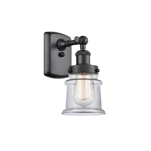 Innovations Canton 5.25in 1-Light Wall Sconce | Modern Contempo Matte Black Steel and Clear Glass | Hallway & Bathroom Accent | Model 916-1W-BK-G182S